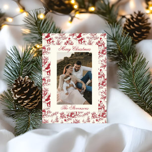 Chinoiserie Toile De Jouy Festive Photo Christmas Holiday Card