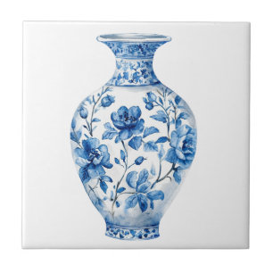 Chinoiserie Toile De Jouy Jar Ceramic Tile