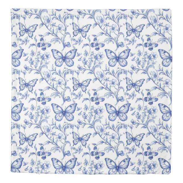 Chinoiserie Toile De Jouy Pattern  Duvet Cover (Back)