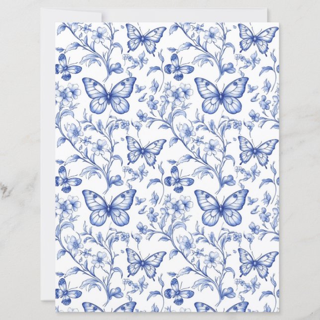 Chinoiserie Toile De Jouy Pattern Scrapbook Paper  (Front)