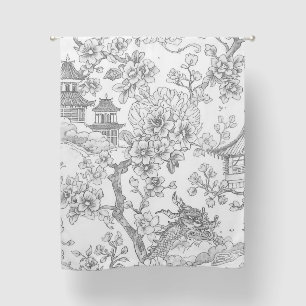 Chinoiserie Toile Dragon Cherry Blossom Ornamental Blackout Curtains