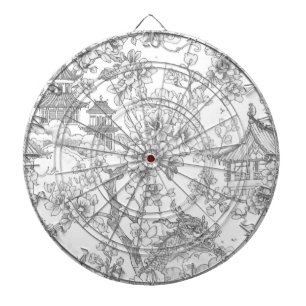 Chinoiserie Toile Dragon Cherry Blossom Ornamental Dart Board