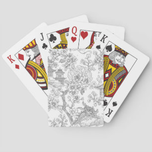 Chinoiserie Toile Dragon Cherry Blossom Ornamental Poker Cards