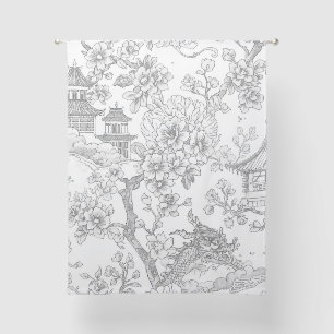 Chinoiserie Toile Dragon Cherry Blossom Ornamental Sheer Curtains