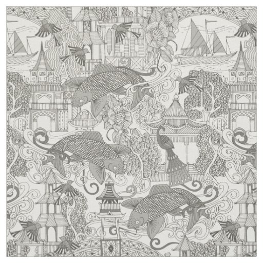 chinoiserie toile mono fabric
