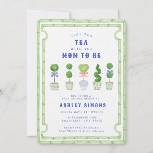 Chinoiserie Topiary Baby Shower  Tea Party Invitation