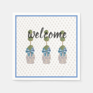 Chinoiserie Topiary Blue White Ginger Jar Doormat Napkins