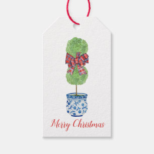 Chinoiserie Topiary Christmas Gift Tag, Blue&Whit Gift Tags
