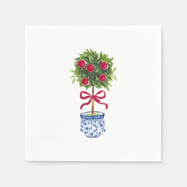 Chinoiserie Topiary Holiday  Napkins (Front)