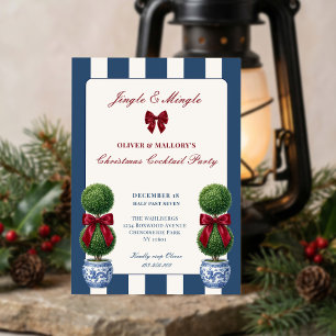Chinoiserie Topiary Jingle Mingle Christmas Party Invitation