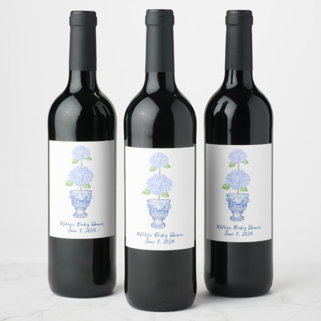 Chinoiserie Topiary Wine Label (Bottles)