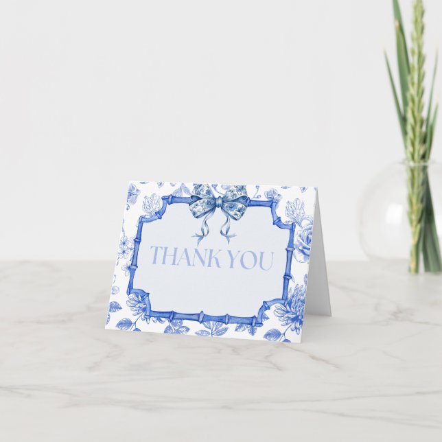 Chinoiserie Traditional Bow Chic Thank you Card (Front)