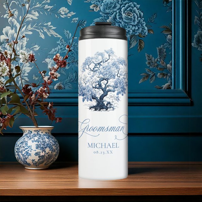 Chinoiserie Tree Motif Groomsman ID1094  Thermal Tumbler (Creator Uploaded)