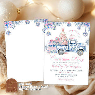 Chinoiserie Truck Merry Little Christmas Party Invitation