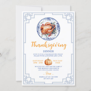 Chinoiserie Turkey Thanksgiving Dinner Invitation