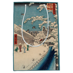Chinoiserie Ukiyo-e Japanese Winter Snow Landscape Medium Gift Bag