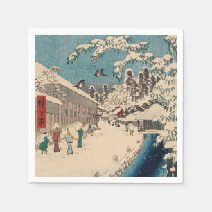 Chinoiserie Ukiyo-e Japanese Winter Snow Landscape Napkins