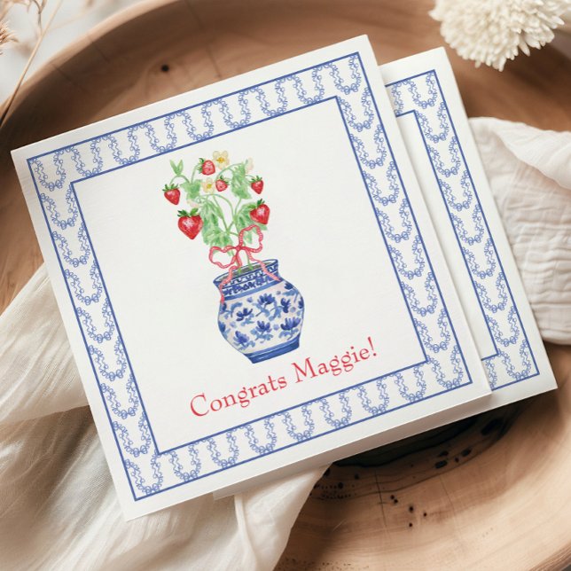 Chinoiserie Vase of Red Strawberries Napkins (Creator Uploaded)