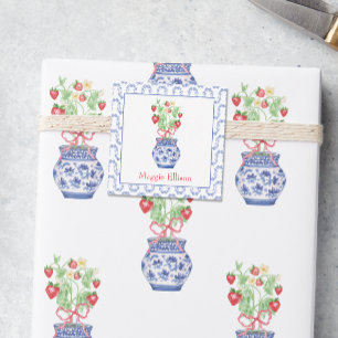 Chinoiserie Vase Red Strawberry Gift Enclosure Note Card