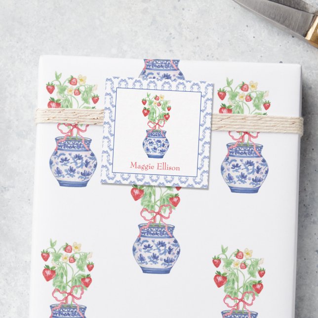 Chinoiserie Vase Red Strawberry Gift Enclosure Note Card (Creator Uploaded)