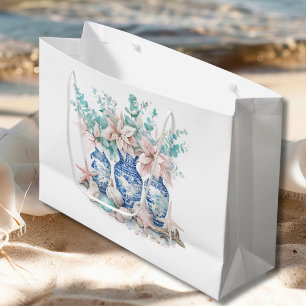 Chinoiserie Vases with Eucalyptus & Poinsettias Large Gift Bag