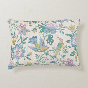 Chinoiserie Vintage Bird Floral Pastel Pattern Accent Pillow