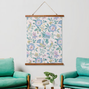 Chinoiserie Vintage Bird Floral Pastel Pattern Hanging Tapestry