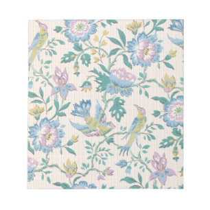 Chinoiserie Vintage Bird Floral Pastel Pattern Notepad