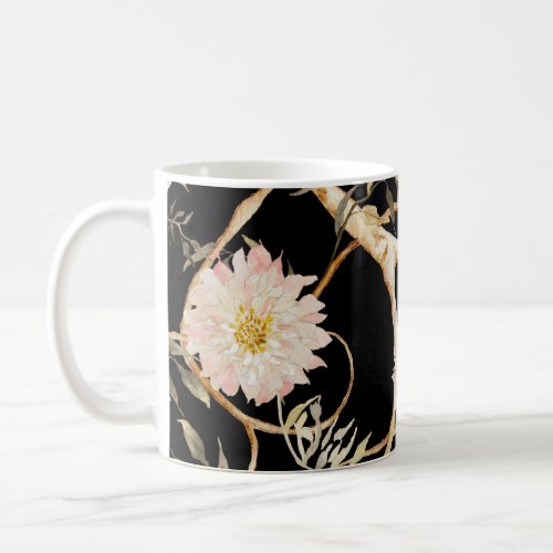 Chinoiserie Vintage Black Chrysanthemum Watercolor Coffee Mug