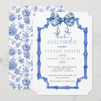 Chinoiserie Vintage Bow and Frame Baby Shower Invitation