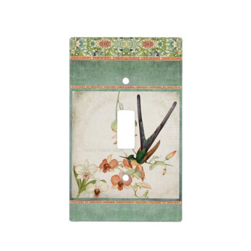 Chinoiserie Vintage Hummingbirds n Flowers Coral Light Switch Cover