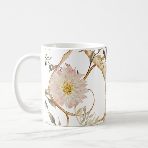 Chinoiserie Vintage Style Chrysanthemum Watercolor Coffee Mug