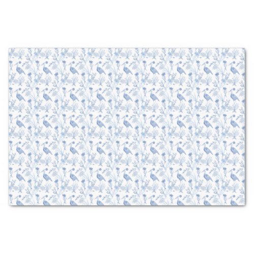 Chinoiserie Watercolor Blue Heron Tissue Paper