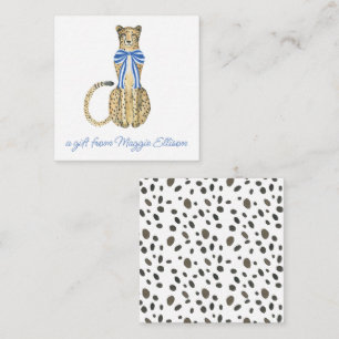Chinoiserie Watercolor Bow Cheetah Gift Enclosure Note Card