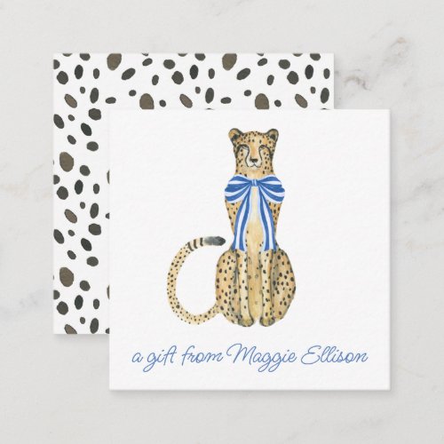 Chinoiserie Watercolor Bow Cheetah Gift Enclosure Note Card