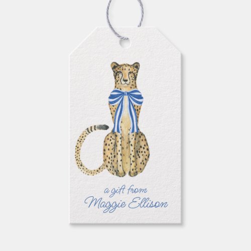 Chinoiserie Watercolor Bow Cheetah Gift Tags