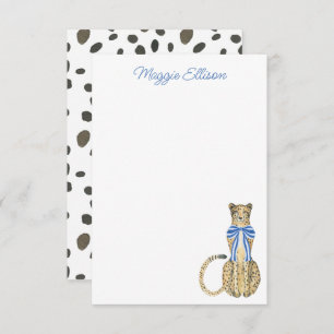 Chinoiserie Watercolor Bow Cheetah Note Cards