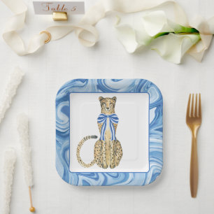 Chinoiserie Watercolor Bow Cheetah Party Plates