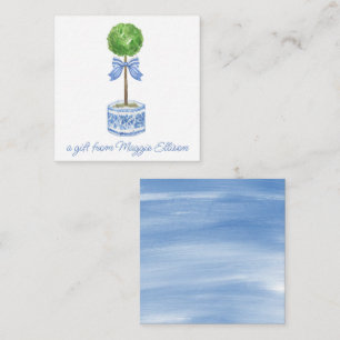 Chinoiserie Watercolor Bow Topiary Gift Enclosure Note Card