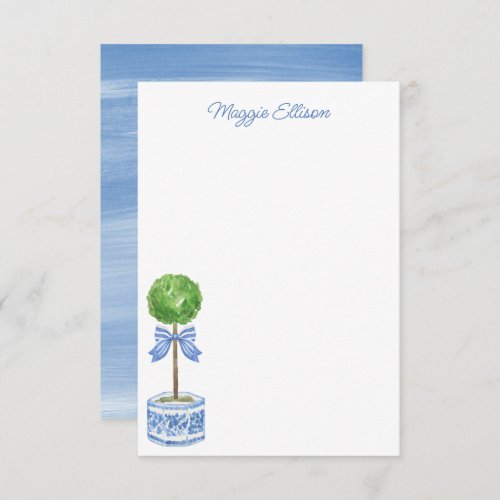 Chinoiserie Watercolor Bow Topiary Note Cards