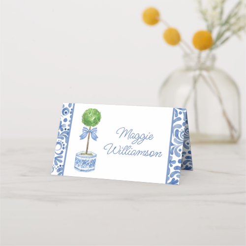 Chinoiserie Watercolor Bow Topiary Placecards