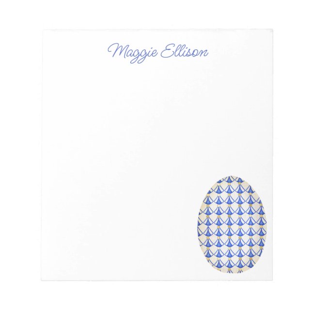 Chinoiserie Watercolor Chic Egg Notepad (Front)