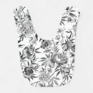 Chinoiserie Watercolor Floral Botanical Painting Baby Bib