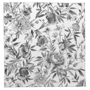 Chinoiserie Watercolor Floral Botanical Painting Cloth Napkin