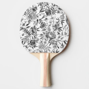 Chinoiserie Watercolor Floral Botanical Painting Ping Pong Paddle