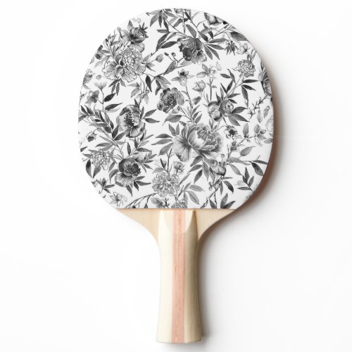 Chinoiserie Watercolor Floral Botanical Painting Ping Pong Paddle