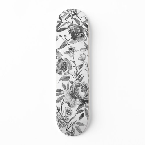 Chinoiserie Watercolor Floral Botanical Painting Skateboard