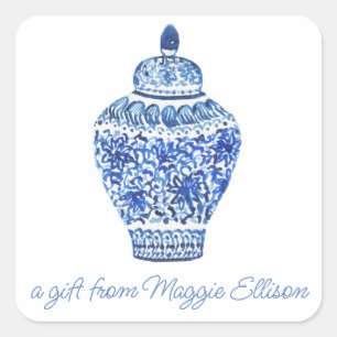 Chinoiserie Watercolor Ginger Jar Gift Stickers