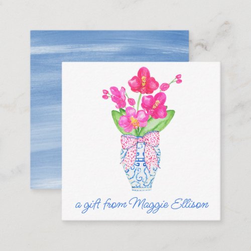 Chinoiserie Watercolor Ginger Jar Orchid Enclosure Note Card