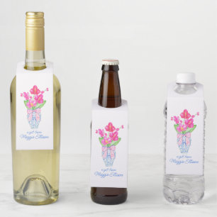 Chinoiserie Watercolor Ginger Jar Orchids Bottle Hanger Tag